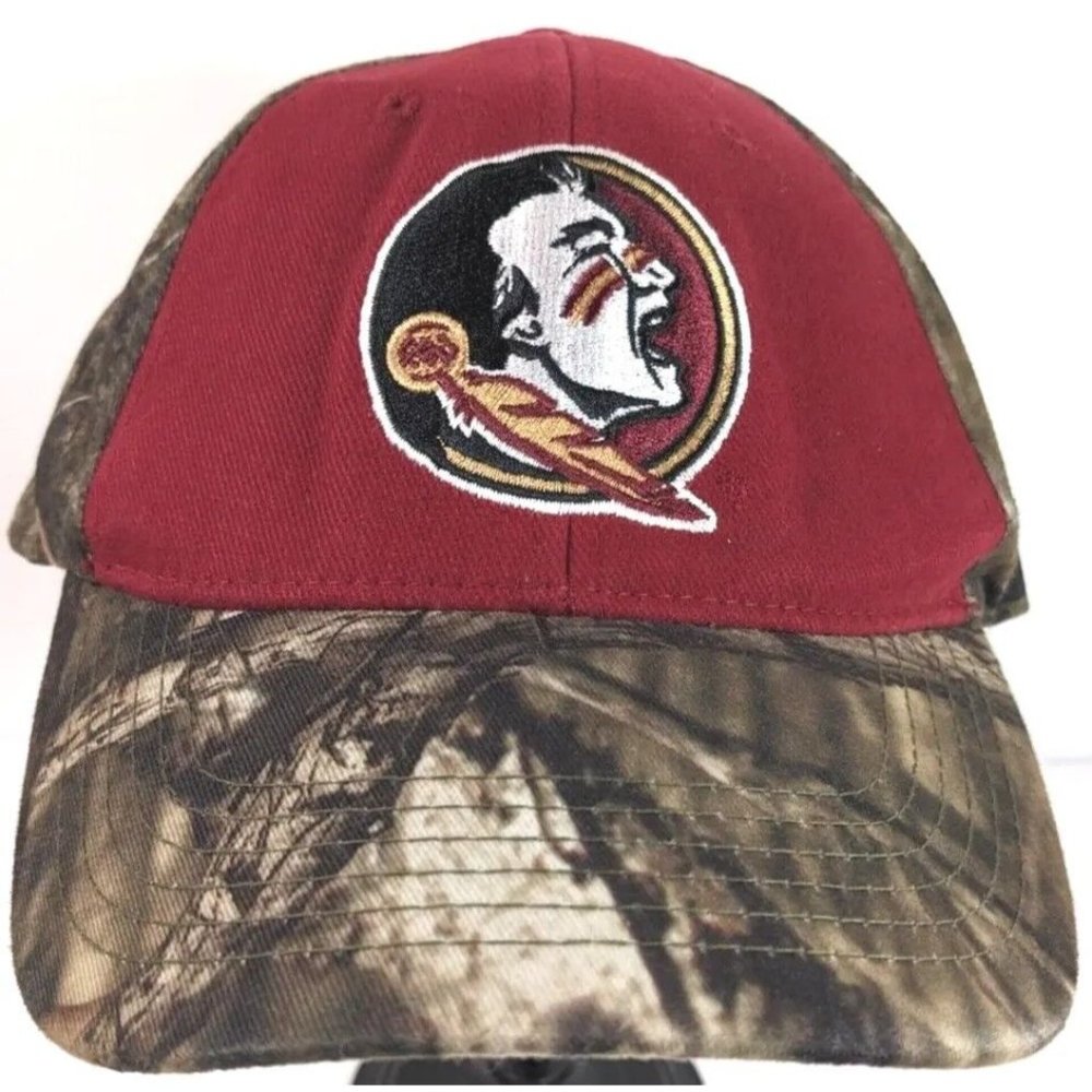 Captivating Headwear Maroon w/ Mossy Oak Camo Florida State  Cap Hat Adjustable